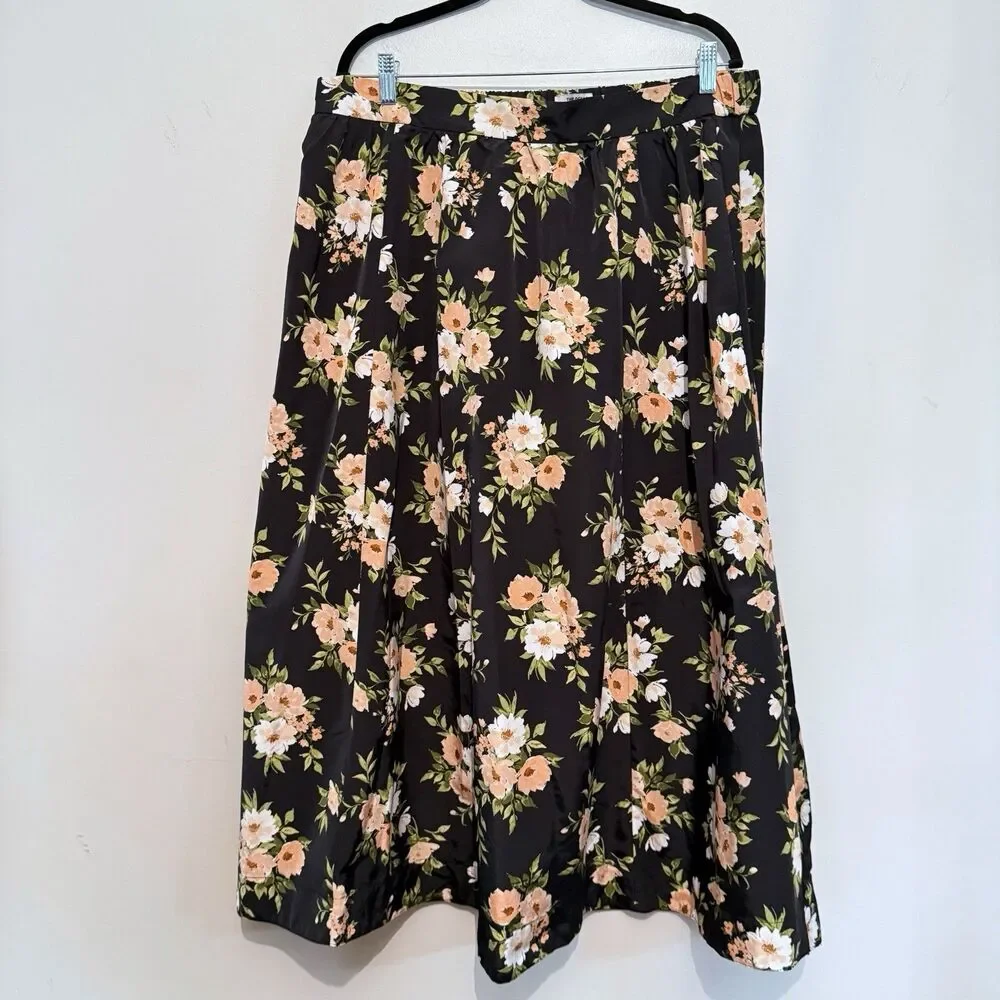 Old Navy The occasion Floral Black Taffeta High Waisted Skirt Crop Top Set XL - Picture 11 of 13